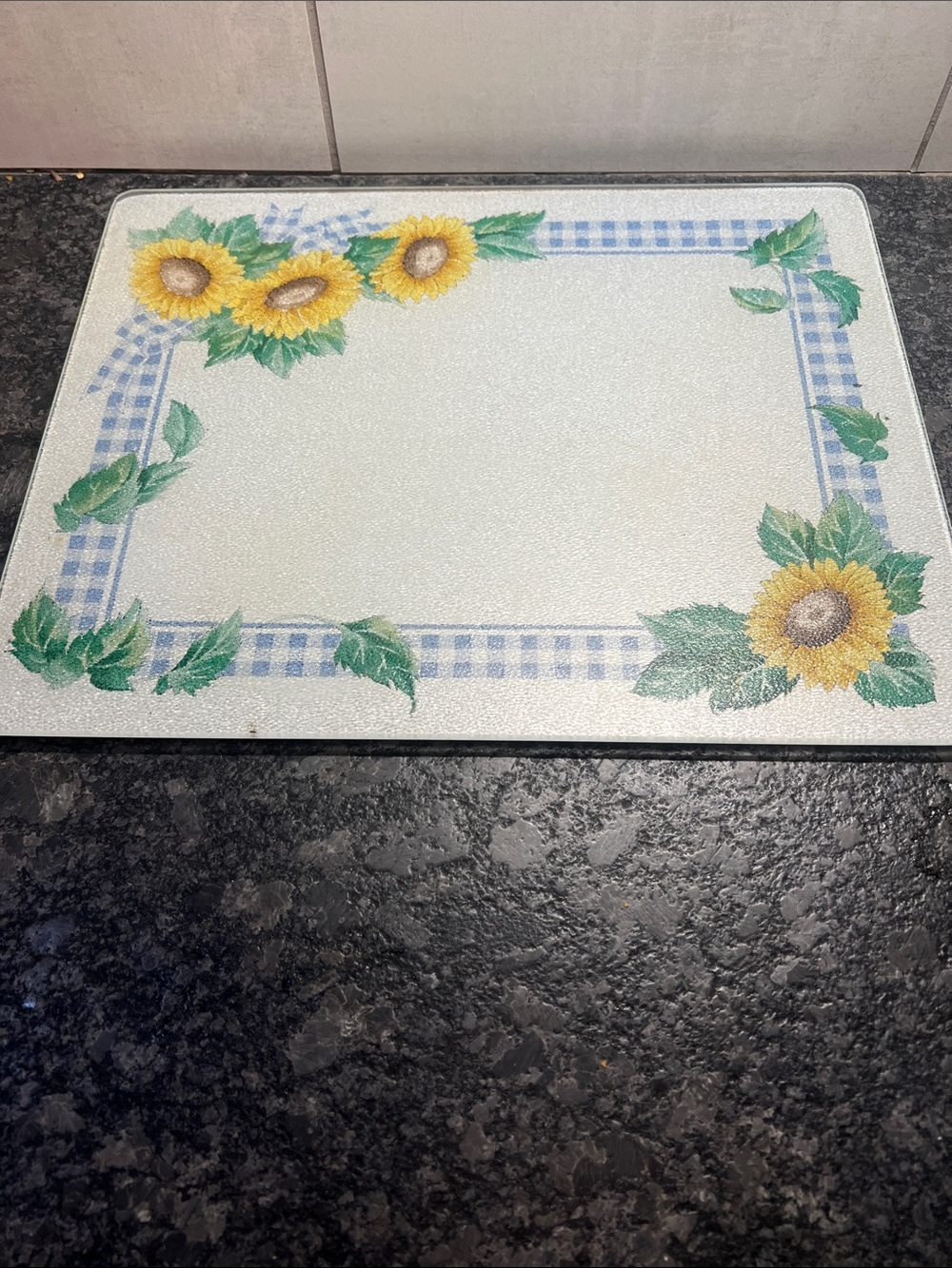 Corningware Sunsations 12x15 Glass Counter Saver  Sunflower Decorative Glass.